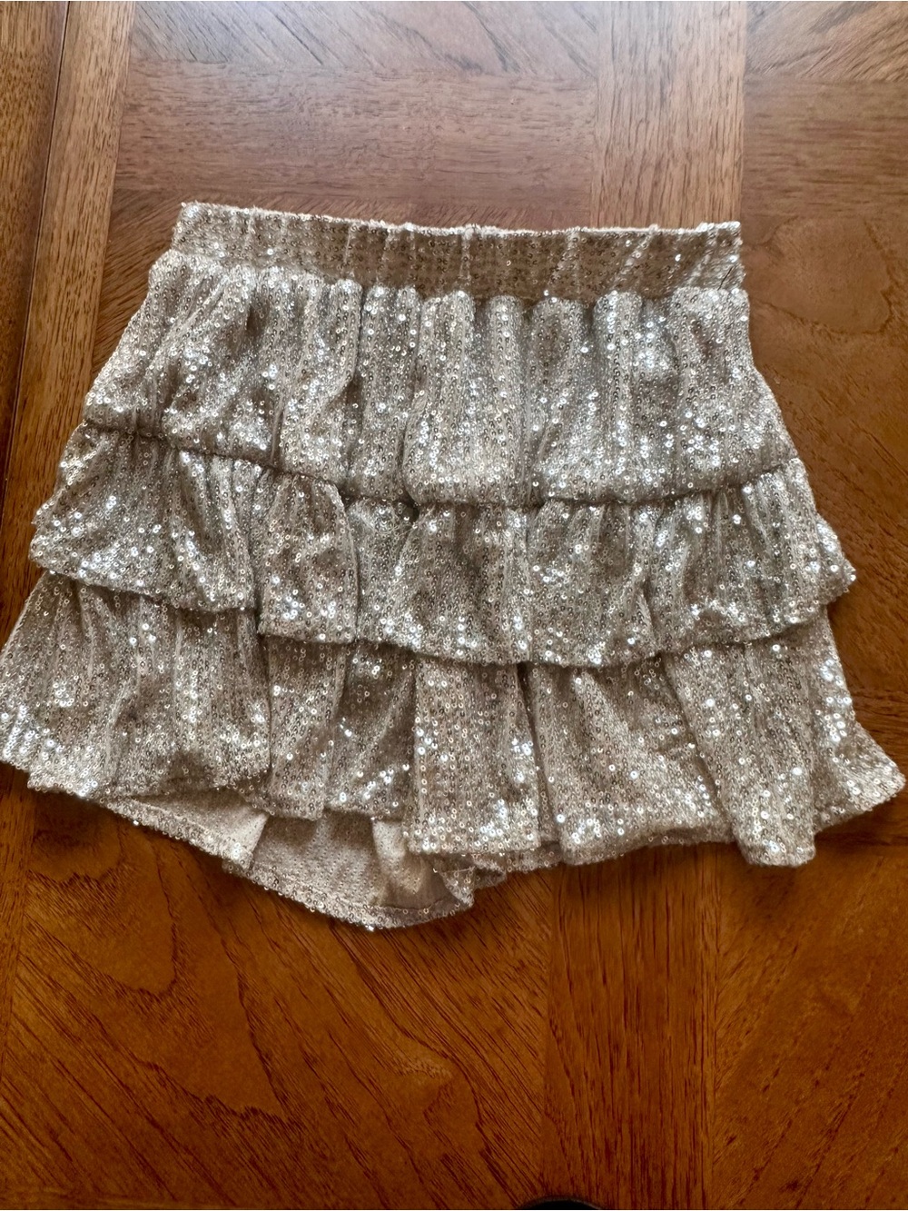 Sparkling Gold Ruffle Mini Skirt